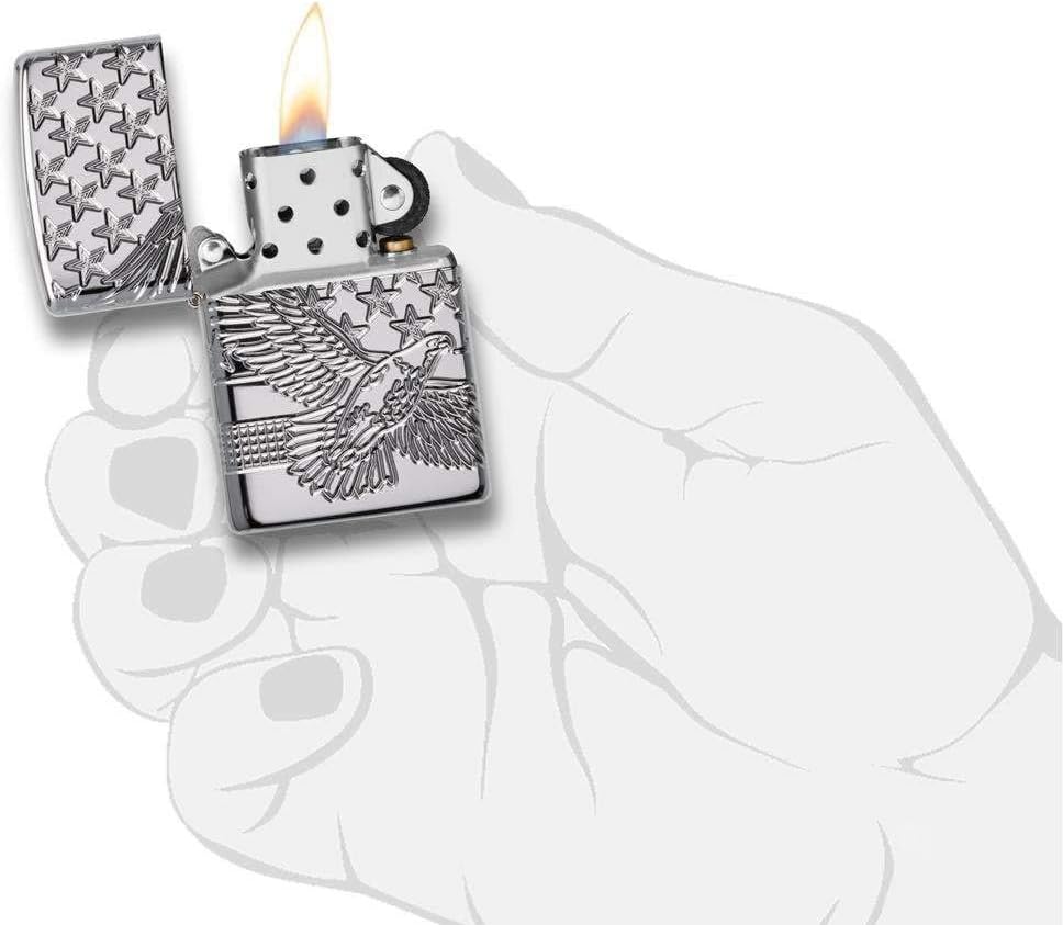 Zippo Patriotic Design Pocket Lighter, High Polish Chrome, One Size (49027)
