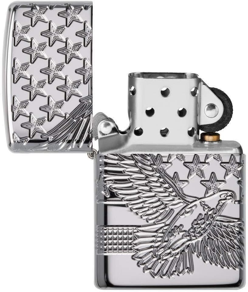 Zippo Patriotic Design Pocket Lighter, High Polish Chrome, One Size (49027)