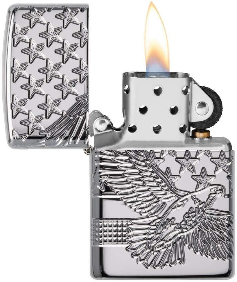 Zippo Patriotic Design Pocket Lighter, High Polish Chrome, One Size (49027)