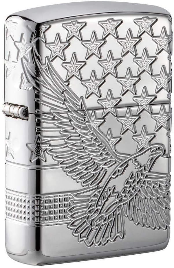 Zippo Patriotic Design Pocket Lighter, High Polish Chrome, One Size (49027)