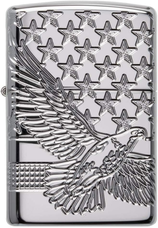 Zippo Patriotic Design Pocket Lighter, High Polish Chrome, One Size (49027)