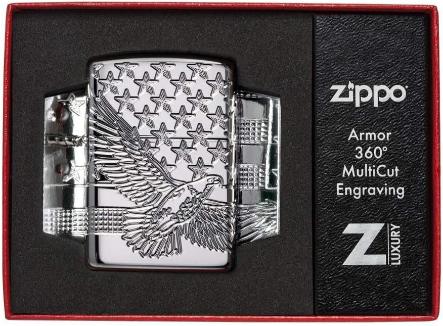 Zippo Patriotic Design Pocket Lighter, High Polish Chrome, One Size (49027)